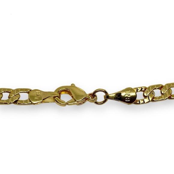 Flat Diamond Cut Curb Chain Anklet 3/16” Wide 18k Brazilian Gold Filled 10” Long - Picture 3 of 5